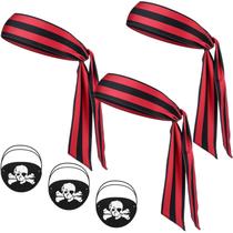 Conjunto de fantasias de pirata Frienda 3 bandanas e 3 tapa-olhos