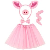 Conjunto de fantasias de porco Mototo, vestido rosa de Halloween de 5 peças