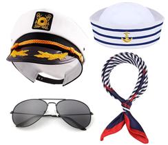 Conjunto de fantasias DPLin Yacht Captain Hat Sailor Scarf Sunglasses