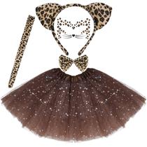 Conjunto de fantasias Dxhycc Leopard Cat Ears Headband Tail Bowtie Tutu Conjunto de fantasias Dxhycc Leopard Cat Ears Headband Tail Bowtie Tutu