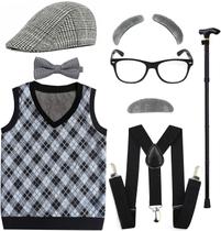Conjunto de fantasias EFORLED Boys 100 Days School Old Man cinza claro