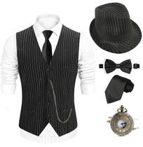 Conjunto de fantasias EFORLED, chapéu Fedora masculino dos anos 1920, colete Gatsby Gangster Conjunto de fantasias EFORLED, chapéu Fedora masculino dos anos 1920, colete Gatsby Gangster