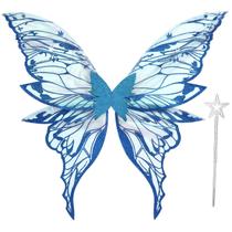 Conjunto de fantasias Fairy Wings Loieryk para adultos e mulheres, azul