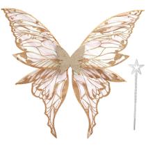 Conjunto de fantasias Fairy Wings Loieryk para mulheres adultas dourado