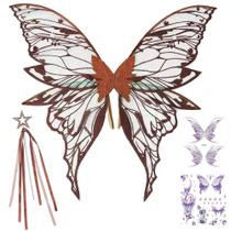Conjunto de fantasias Fairy Wings para adultos Woifunu Brown com varinha e adesivos