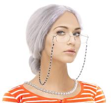 Conjunto de fantasias Feacole Old Lady, peruca, óculos e colar (5 peças) Conjunto de fantasias Feacole Old Lady, peruca, óculos e colar (5 peças)