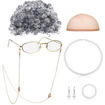 Conjunto de fantasias Gejoy Old Lady para crianças e mulheres, vovó, 7 unidades