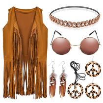 Conjunto de fantasias GOLDGE 70s Fancy Dress feminino, hippie, tamanho GG Conjunto de fantasias GOLDGE 70s Fancy Dress feminino, hippie, tamanho GG