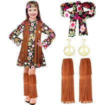 Conjunto de fantasias Haysandy Kids Hippie Dress Peace Sign 60s 70s Conjunto de fantasias Haysandy Kids Hippie Dress Peace Sign 60s 70s