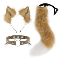 Conjunto de fantasias hbbhml Furry Animal Cat Fox Tail Faux Four Wolf Ear