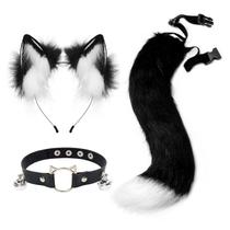 Conjunto de fantasias hbbhml Furry Animal Cat Fox Tail Faux Four Wolf Ear