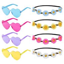 Conjunto de fantasias hippie Jodsen, 8 peças de óculos vintage de girassol Conjunto de fantasias hippie Jodsen, 8 peças de óculos vintage de girassol