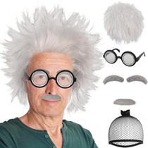 Conjunto de fantasias IMEYLE Old Man Peruca para Adulto+Sobrancelhas+Barba+Óculos