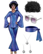 Conjunto de fantasias Jexine, roupa de discoteca de Halloween dos anos 70 para mulheres