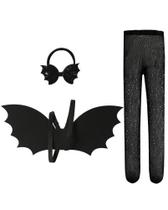 Conjunto de fantasias JiaDuo Black Bat Wing Bow, bandana e meia-calça