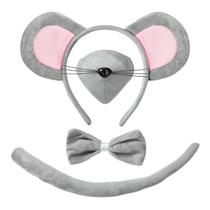 Conjunto de fantasias JIALWEN Mouse Ears, bandana, nariz, cauda, gravata borboleta Conjunto de fantasias JIALWEN Mouse Ears, bandana, nariz, cauda, gravata borboleta