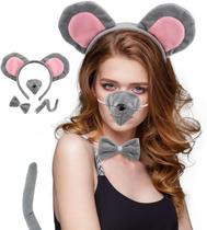 Conjunto de fantasias Justuft Cute Mouse com faixa de cabeça, gravata borboleta, cauda e