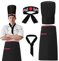 Conjunto de fantasias KatiSemo Hibachi Chef, 4 peças, chapéu e gravata Conjunto de fantasias KatiSemo Hibachi Chef, 4 peças, chapéu e gravata