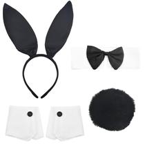 Conjunto de fantasias KESOCORAY, coelhinho feminino com orelha de coelho, faixa preta Conjunto de fantasias KESOCORAY, coelhinho feminino com orelha de coelho, faixa preta