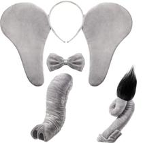 Conjunto de fantasias Lewtemi Elephant para crianças com faixa de cabeça, nariz e cauda