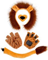 Conjunto de fantasias: Lion Ears, bandana, cauda, pata, luvas, nariz, gravata borboleta