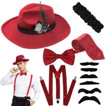 Conjunto de fantasias masculinas Spooktacular Creations 1920s Borgonha Conjunto de fantasias masculinas Spooktacular Creations 1920s Borgonha