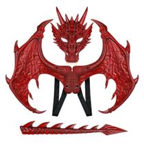 Conjunto de fantasias MENGKAO Dragon Kids com asas, cauda e máscara de 5 a 14 anos Conjunto de fantasias MENGKAO Dragon Kids com asas, cauda e máscara de 5 a 14 anos