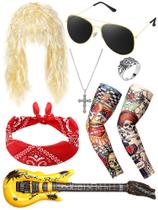Conjunto de fantasias Mepase Halloween Rocker 80s Punk para homens e mulheres
