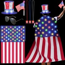 Conjunto de fantasias Mindsoft, 7 peças, 4 de julho, ilumine a bandeira americana