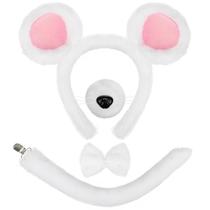 Conjunto de fantasias Mouse Mototo Rat Ears Headband branca para adultos Conjunto de fantasias Mouse Mototo Rat Ears Headband branca para adultos