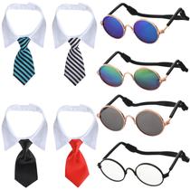 Conjunto de fantasias para animais de estimação, óculos de sol de Halloween, gravata no pescoço para cães, 8 unidades