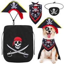 Conjunto de fantasias para cães piratas Huhumy, 4 peças de Halloween Conjunto de fantasias para cães piratas Huhumy, 4 peças de Halloween