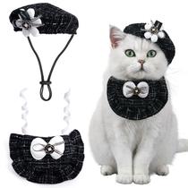 Conjunto de fantasias para princesas de estimação, chapéu de boina de gato com lenço e bandana