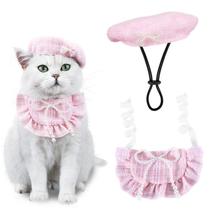 Conjunto de fantasias Pet Princess, chapéu de boina para cães e gatos com gravata borboleta de pérola