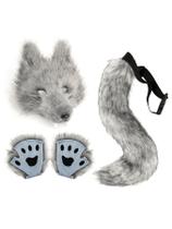 Conjunto de fantasias QinRuan Therian, máscara e cauda com luvas de pata
