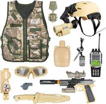 Conjunto de fantasias RedCrab Kids Army Military Soldier de 3 a 12 anos, 12 unidades Conjunto de fantasias RedCrab Kids Army Military Soldier de 3 a 12 anos, 12 unidades