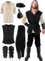 Conjunto de fantasias Shine Halloween Renaissance Medieval Masculino