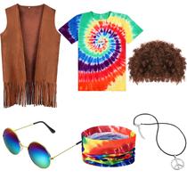 Conjunto de fantasias Sintuff Hippie Fringe Vest para homens GG, anos 60 e 70