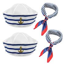 Conjunto de fantasias SKHAOVS Captain Sailor com chapéu e cachecol para adulto Conjunto de fantasias SKHAOVS Captain Sailor com chapéu e cachecol para adulto