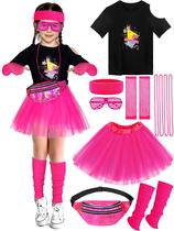 Conjunto de fantasias SOMSOC 80s para festa de Halloween para meninas - 13 peças