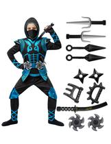 Conjunto de fantasias Spooktacular Creations Blue Ninja para crianças de 10 a 12 anos Conjunto de fantasias Spooktacular Creations Blue Ninja para crianças de 10 a 12 anos