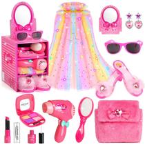 Conjunto de fantasias STOPKLAS Princess, capa iluminada e kit de maquiagem Conjunto de fantasias STOPKLAS Princess, capa iluminada e kit de maquiagem