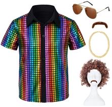 Conjunto de fantasias TOGROP, 5 peças, camisas de lantejoulas de discoteca para crianças dos anos 60 e 70, 4T