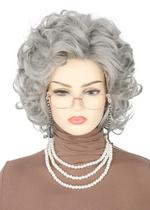 Conjunto de fantasias Topcosplay Old Lady Wig Short Curly Grey Conjunto de fantasias Topcosplay Old Lady Wig Short Curly Grey