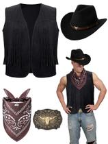 Conjunto de fantasias Toulite Western Cowboy para homens com colete, chapéu e bandana Conjunto de fantasias Toulite Western Cowboy para homens com colete, chapéu e bandana