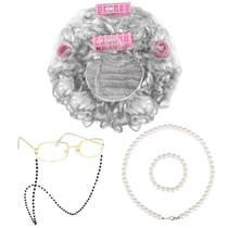 Conjunto de fantasias URATOT Halloween Old Lady Wig com acessórios Conjunto de fantasias URATOT Halloween Old Lady Wig com acessórios