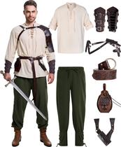 Conjunto de fantasias Vanderdyken Renaissance Pirate Shirt Pants Masculino