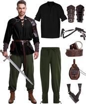 Conjunto de fantasias Vanderdyken Renaissance Pirate Viking Masculino, 8 peças