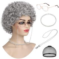Conjunto de fantasias Wallden Hair Old Lady, peruca com acessórios, 5 peças