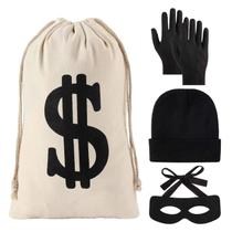 Conjunto de fantasias YAROMO Robber Canvas Dollar Sign Money Bags